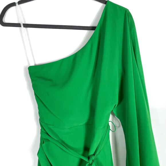 Michael Costello Heaven‎ Chiffon One Shoulder Dress Green Asymmetric Hem Sz XS - Picture 6 of 13